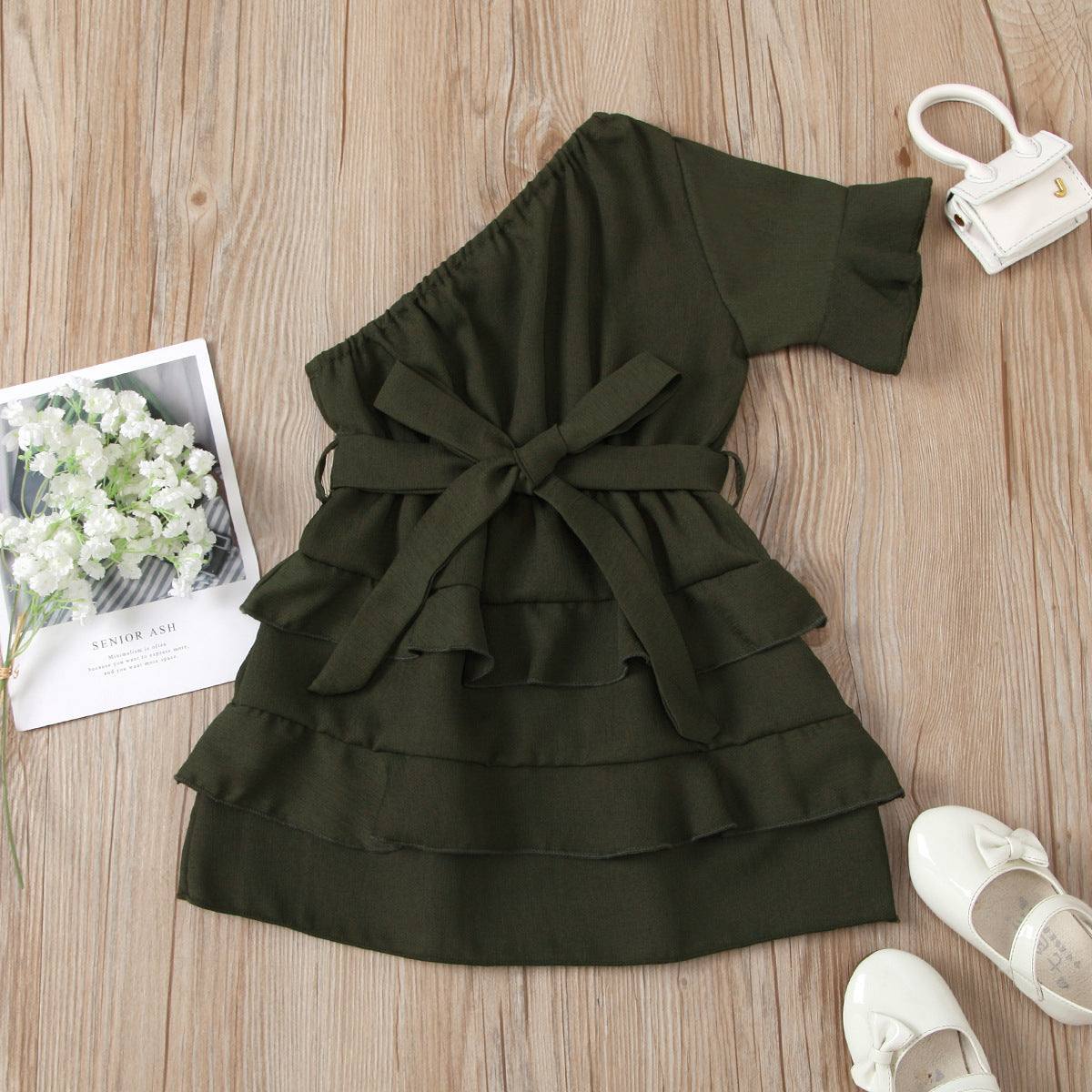 Summer Casual Girls One Sleeve Dress