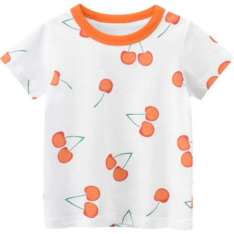 Girls Cherry Short-Sleeved T-Shirt - Style for Summer