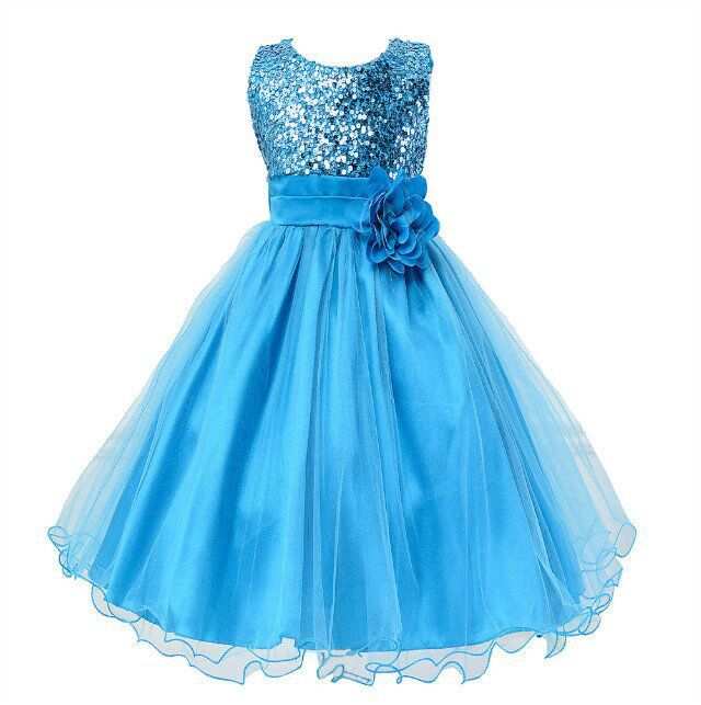 Toddler Solid Color Sequin Girls Short Dress - Princess Style