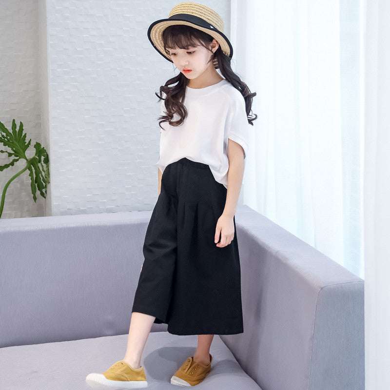Big Kids Wide-leg Pants Loose Western Style Leisure Set