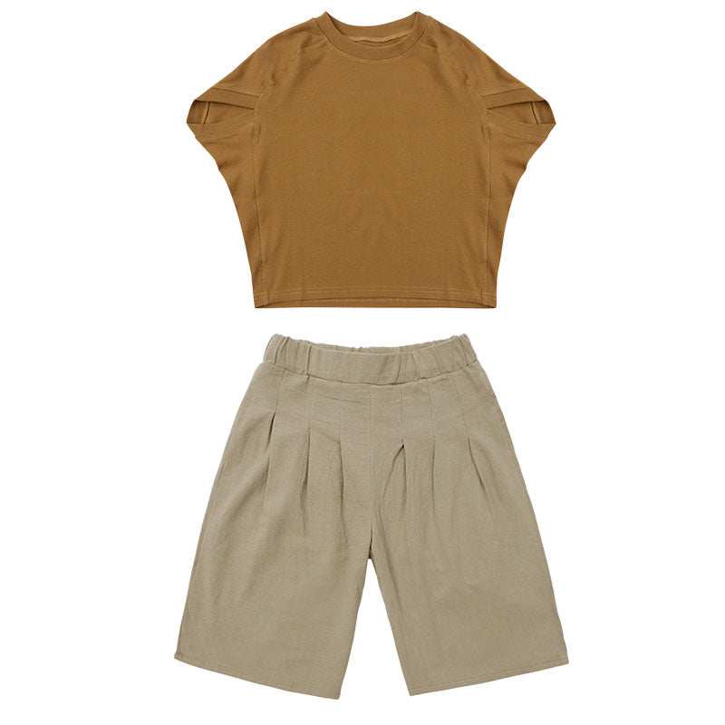 Big Kids Wide-leg Pants Loose Western Style Leisure Set