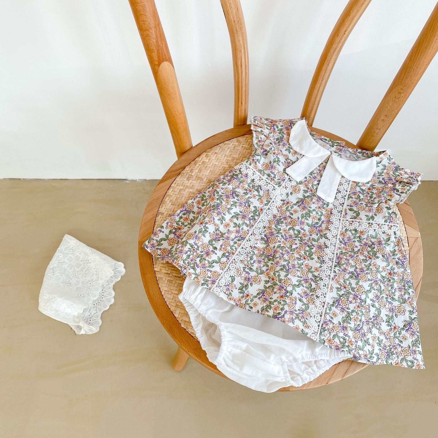 Girls Floral Tops White Bloomer 2pc Set