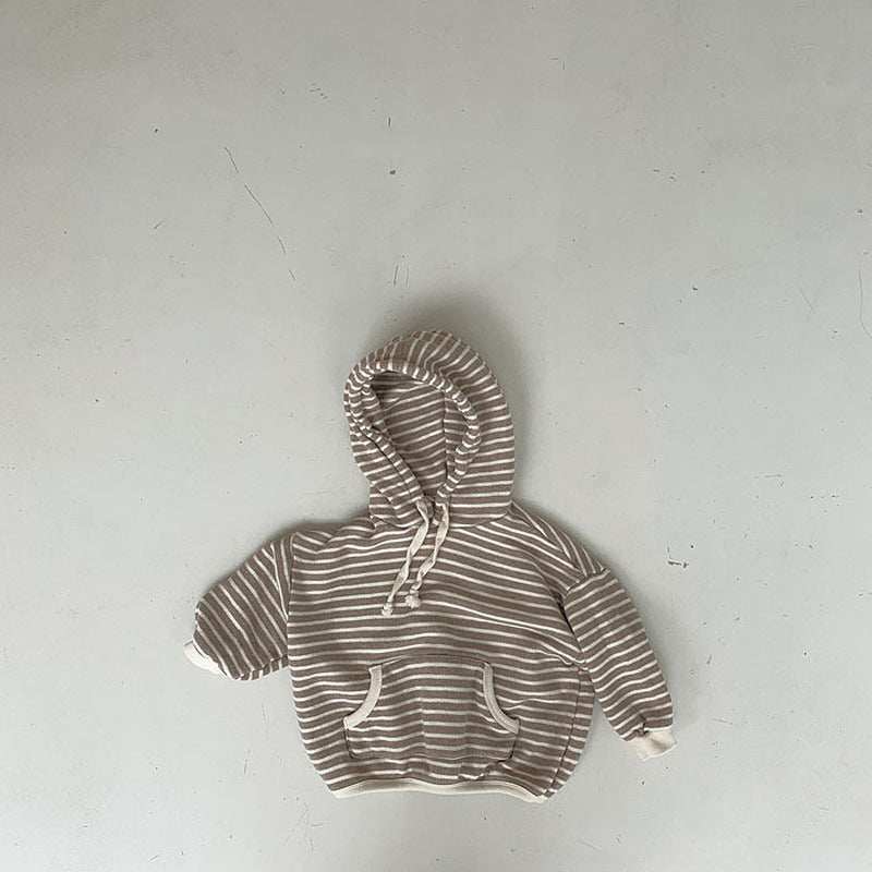 Autumn Loose Striped Baby Hoodie - Soft Cotton Pullover