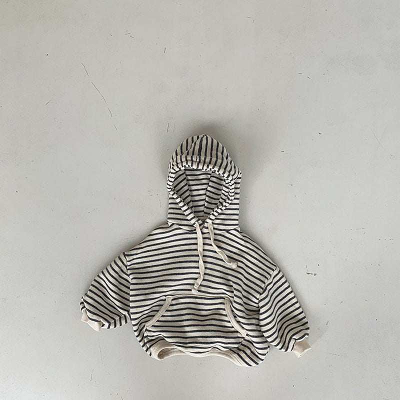 Autumn Loose Striped Baby Hoodie - Soft Cotton Pullover