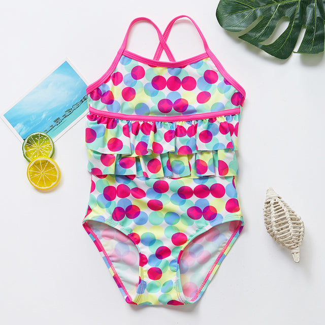 Girls Summer One Piece Printed Swimsuit