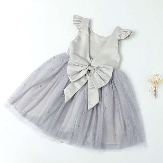 Princess Girls Pearl Bow Dress