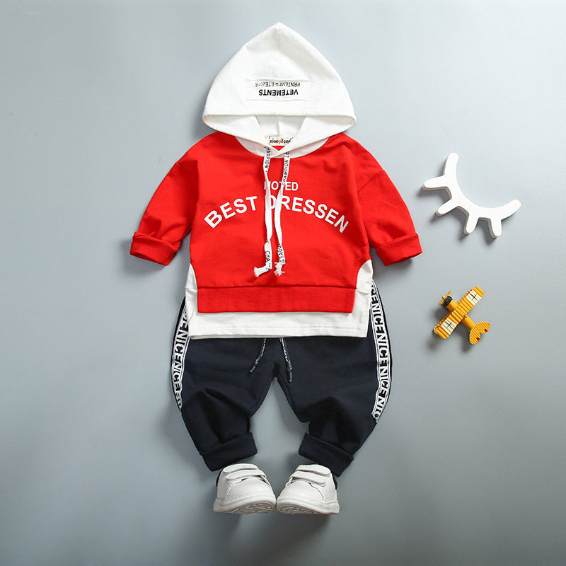 Boys' Short Sleeve Printed hoodie set
