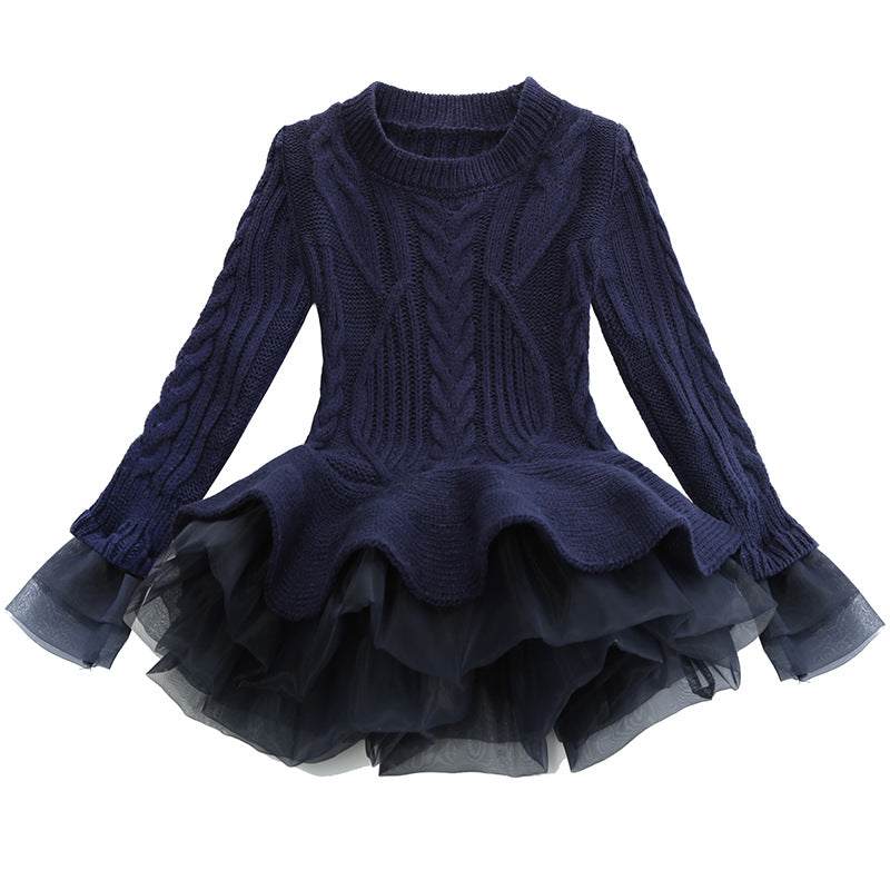 Classy Warm Sweater TuTu Girl Dress