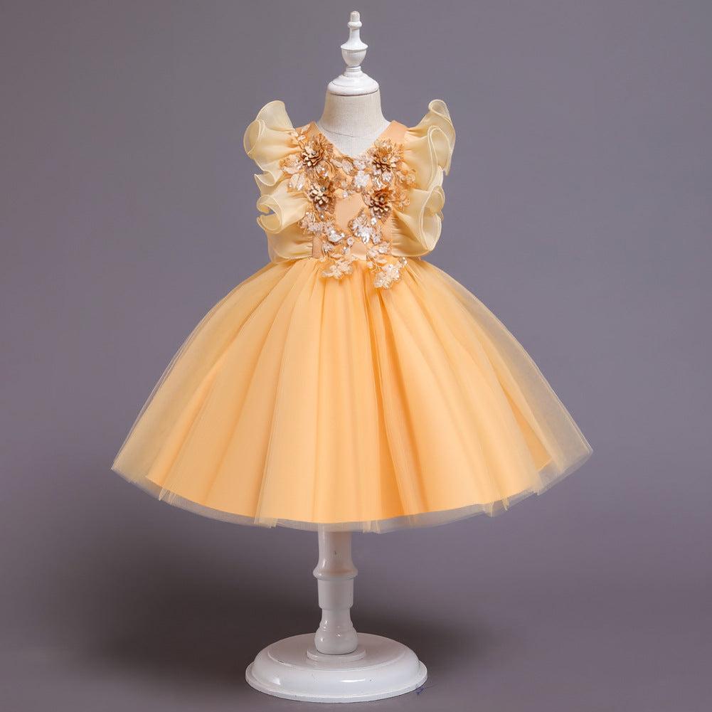 V-neck Ruffled Shoulder Girl Dress