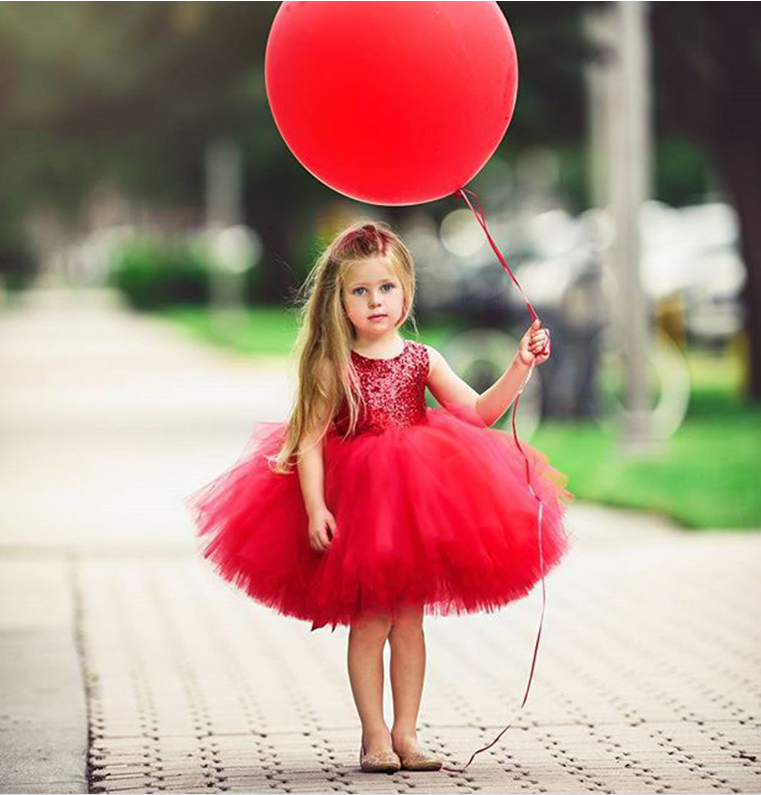 Princess Flower Girl Solid Color Tutu Style Party Dress