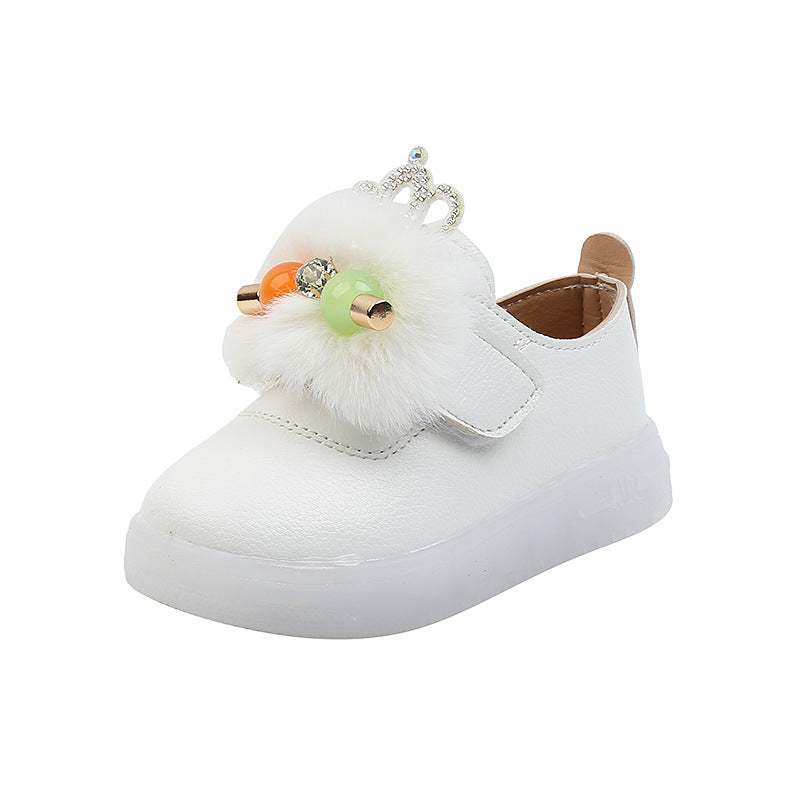 Flashing Girl Shoes with fur Bow