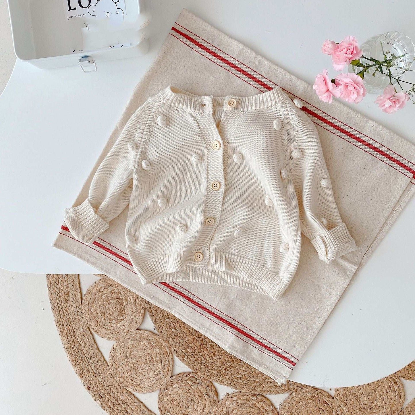 Solid Color Sweet Net Mesh Knitted Cardigan