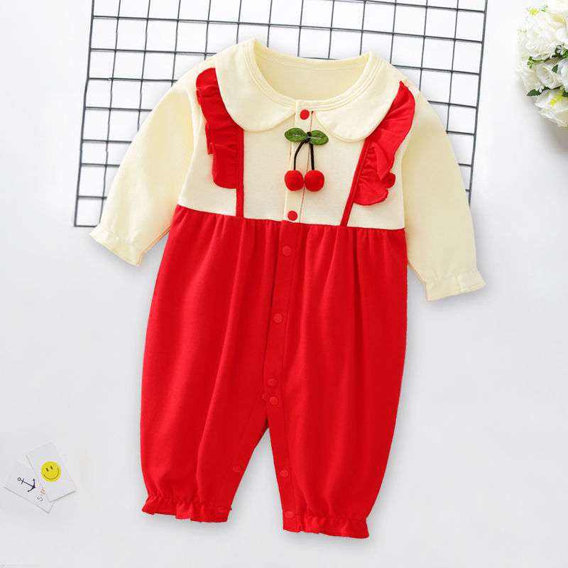 Newborn Casual Fruits Long Sleeve Pure Cotton Romper