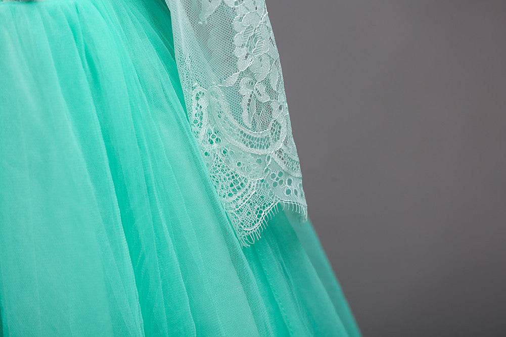Knit Sleeve Flower Girl Pageant Dress - Elegant Kids Long Dress