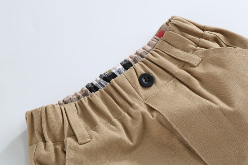 Boys casual cotton khaki trousers