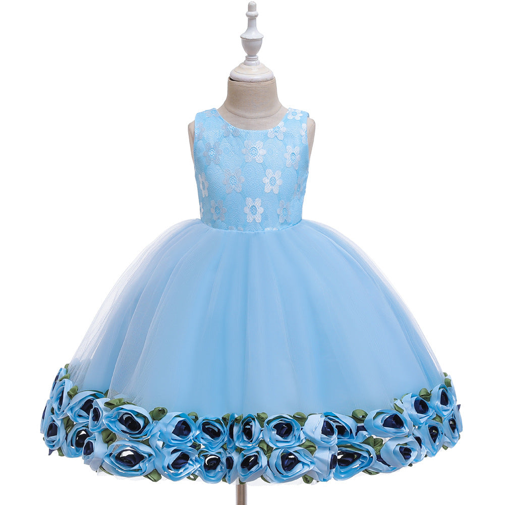 Girls Rose Bottom Mesh Dress
