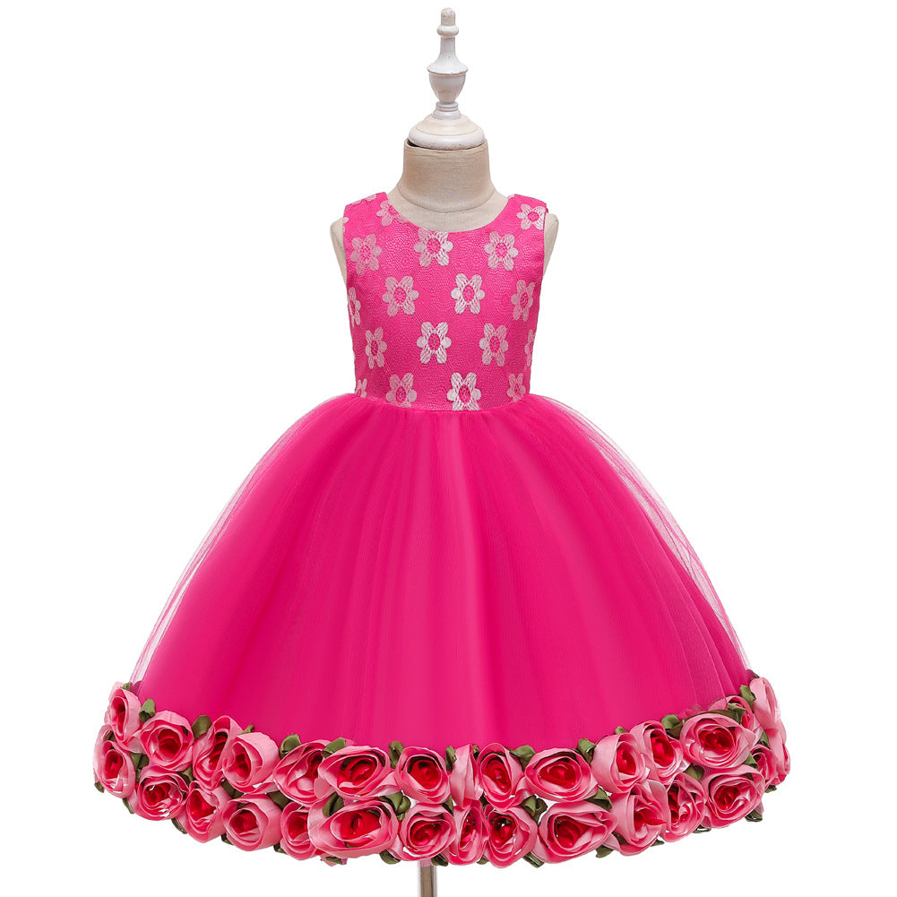 Girls Rose Bottom Mesh Dress