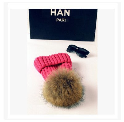 Autumn and winter hair ball children's wool hat