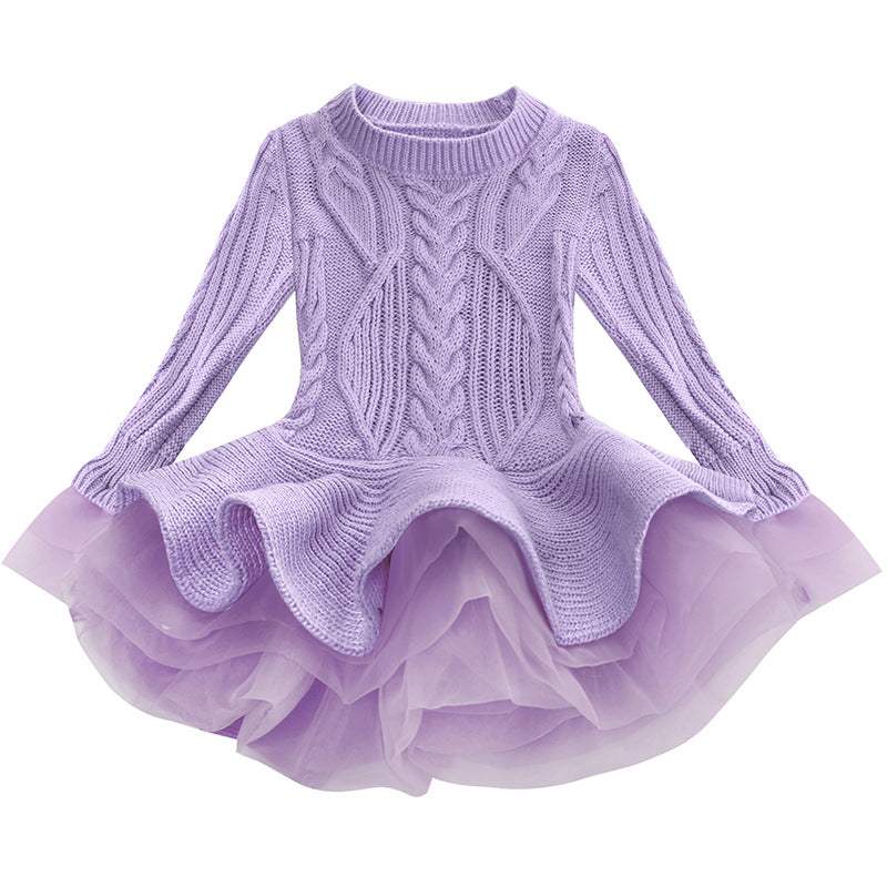 Classy Warm Sweater TuTu Girl Dress