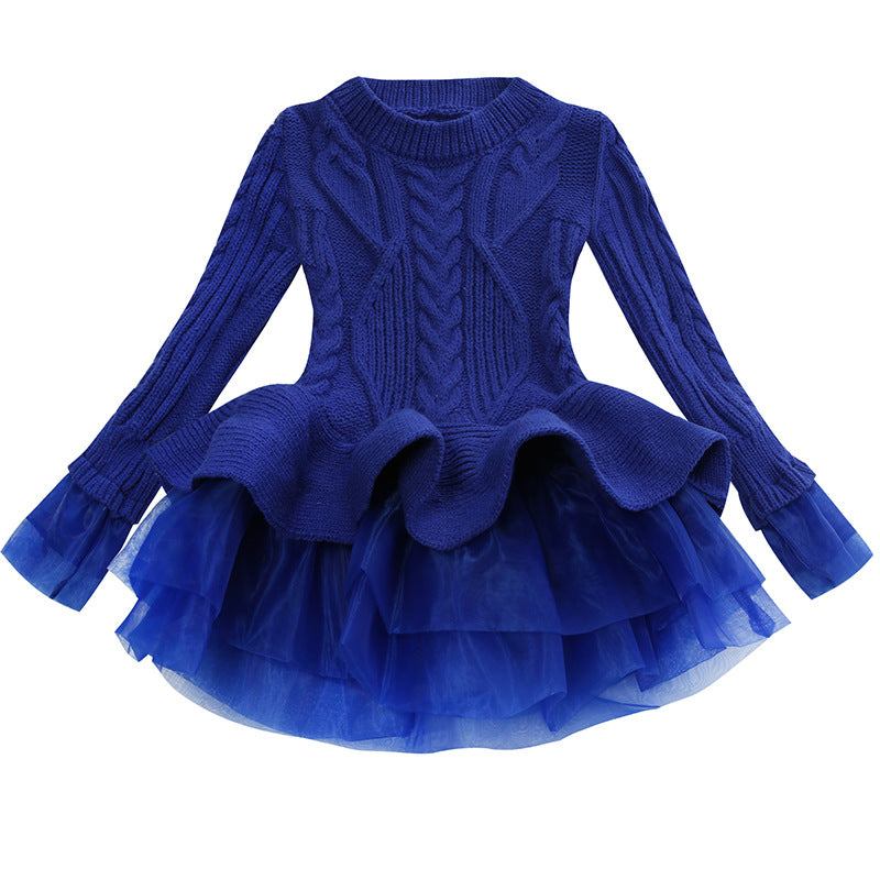 Classy Warm Sweater TuTu Girl Dress