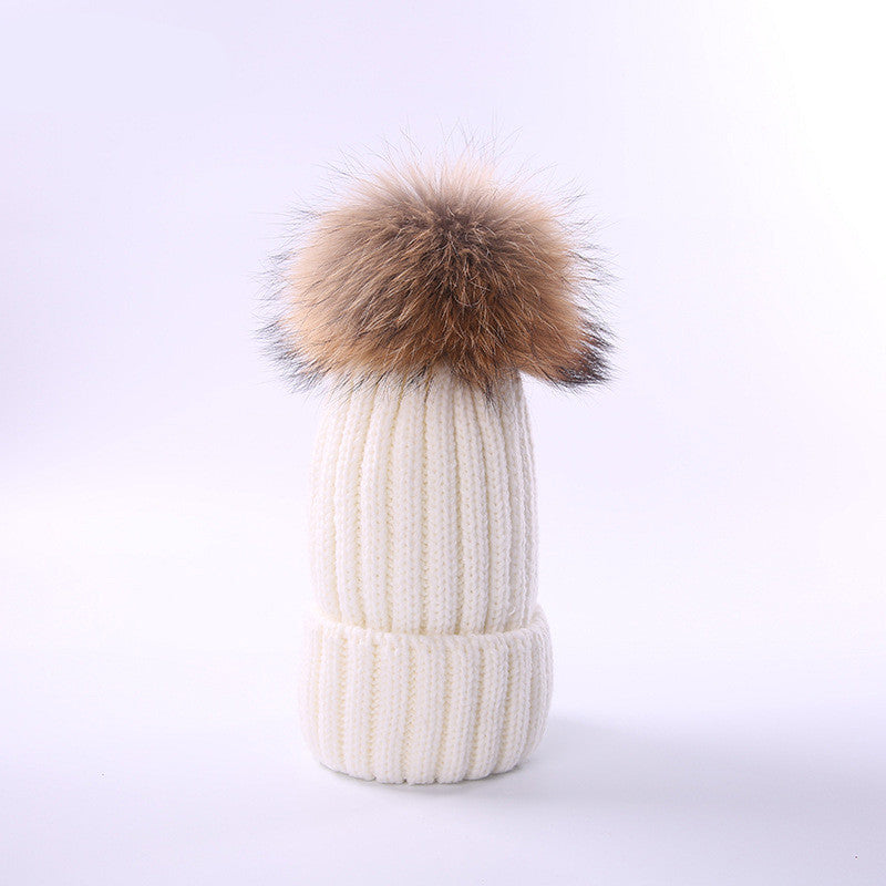 Autumn and winter hair ball children's wool hat