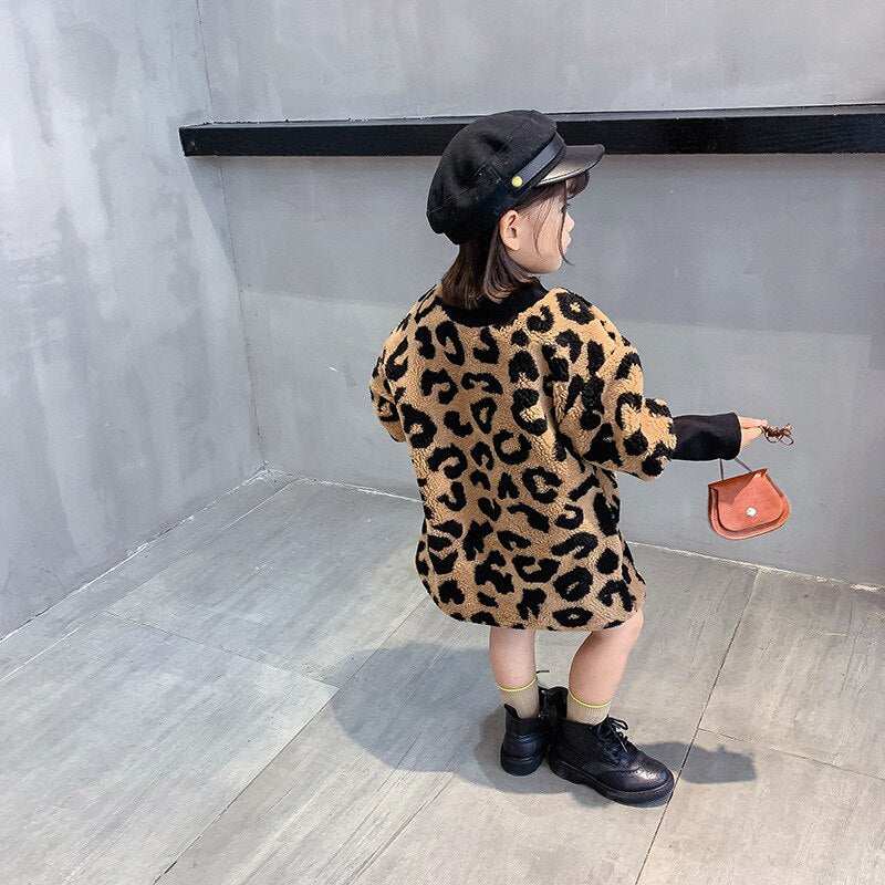Autumn Winter Long Sleeve Leopard Long Style Top