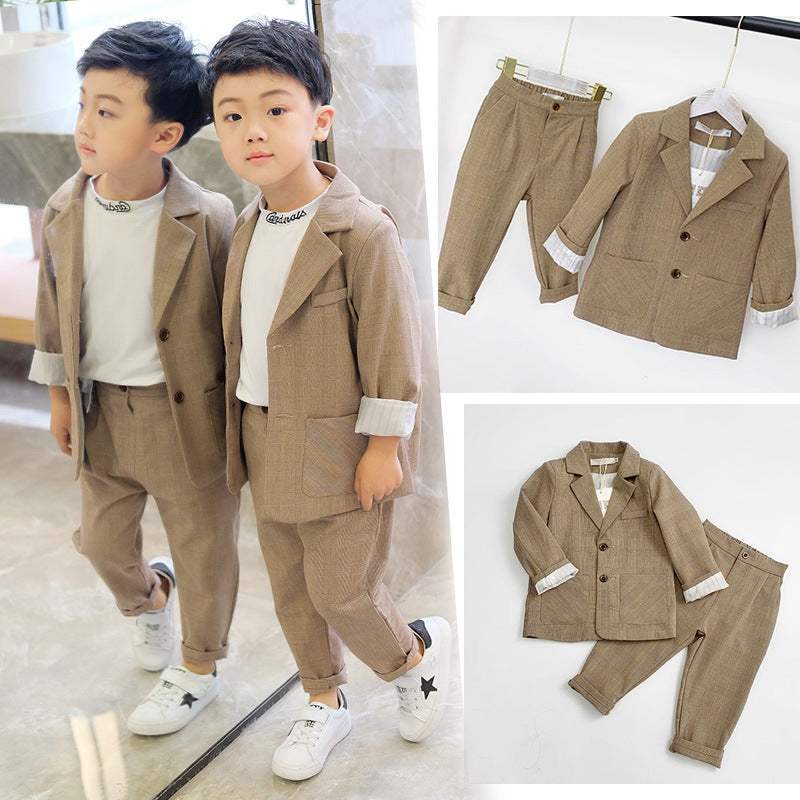 Kids Winter and summer Casual Khaki 2 Piece Suit Set