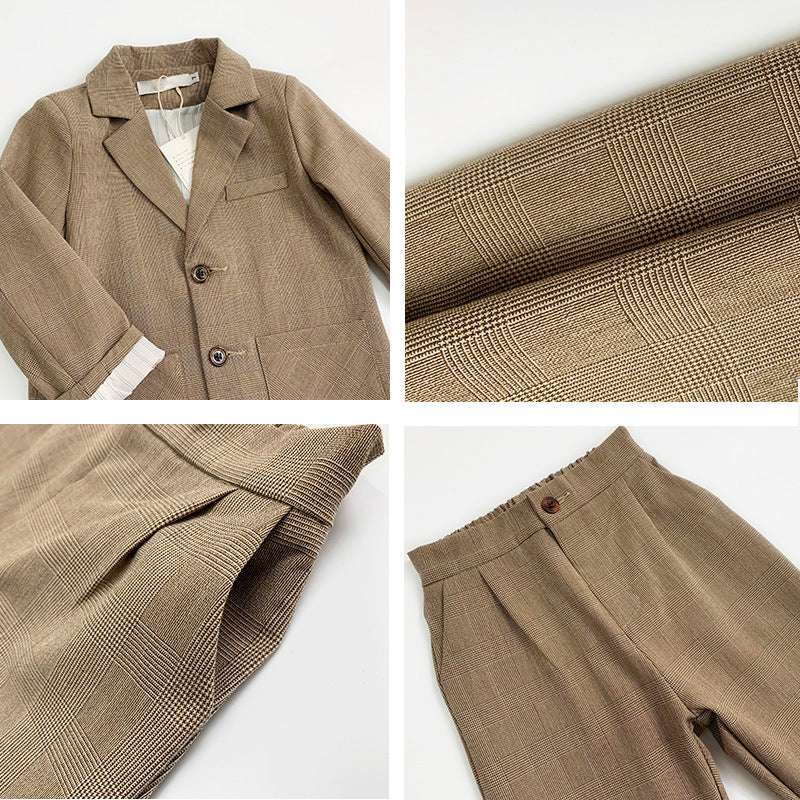 Kids Winter and summer Casual Khaki 2 Piece Suit Set