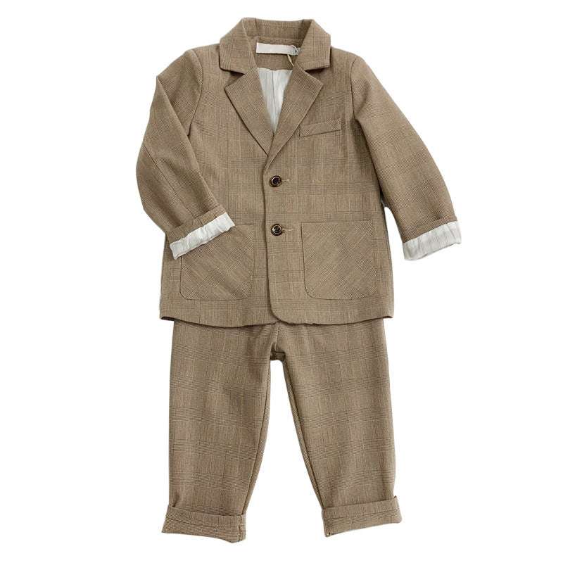 Kids Winter and summer Casual Khaki 2 Piece Suit Set
