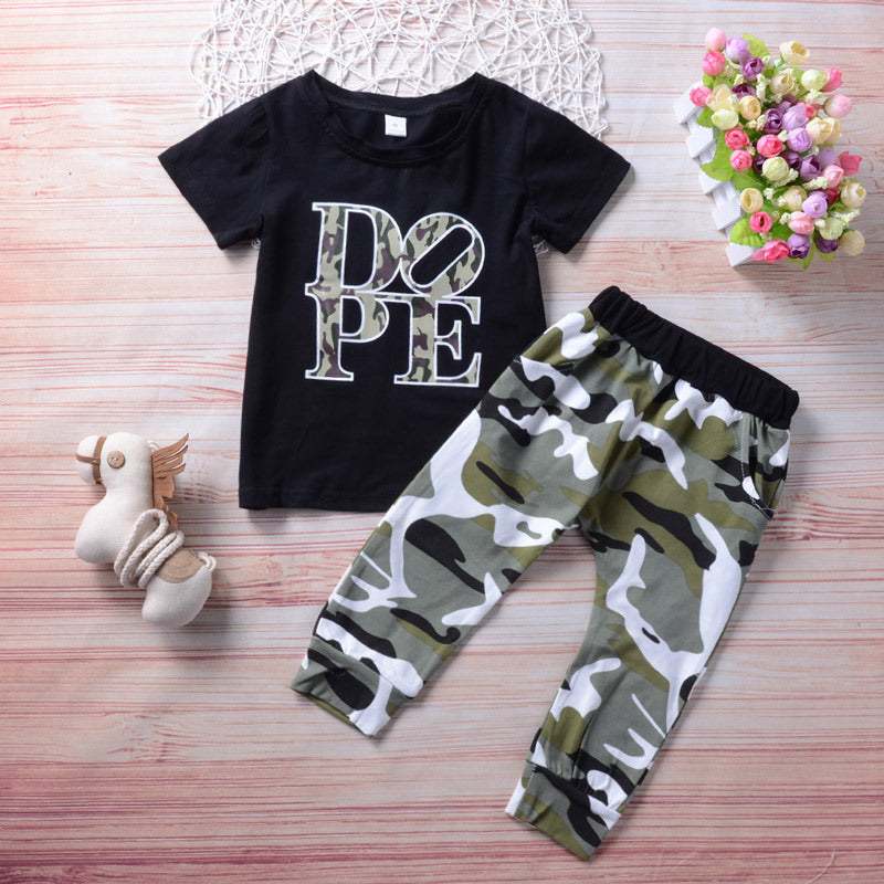 Dope Camouflage Toddlers Fashionable Two-piece Set