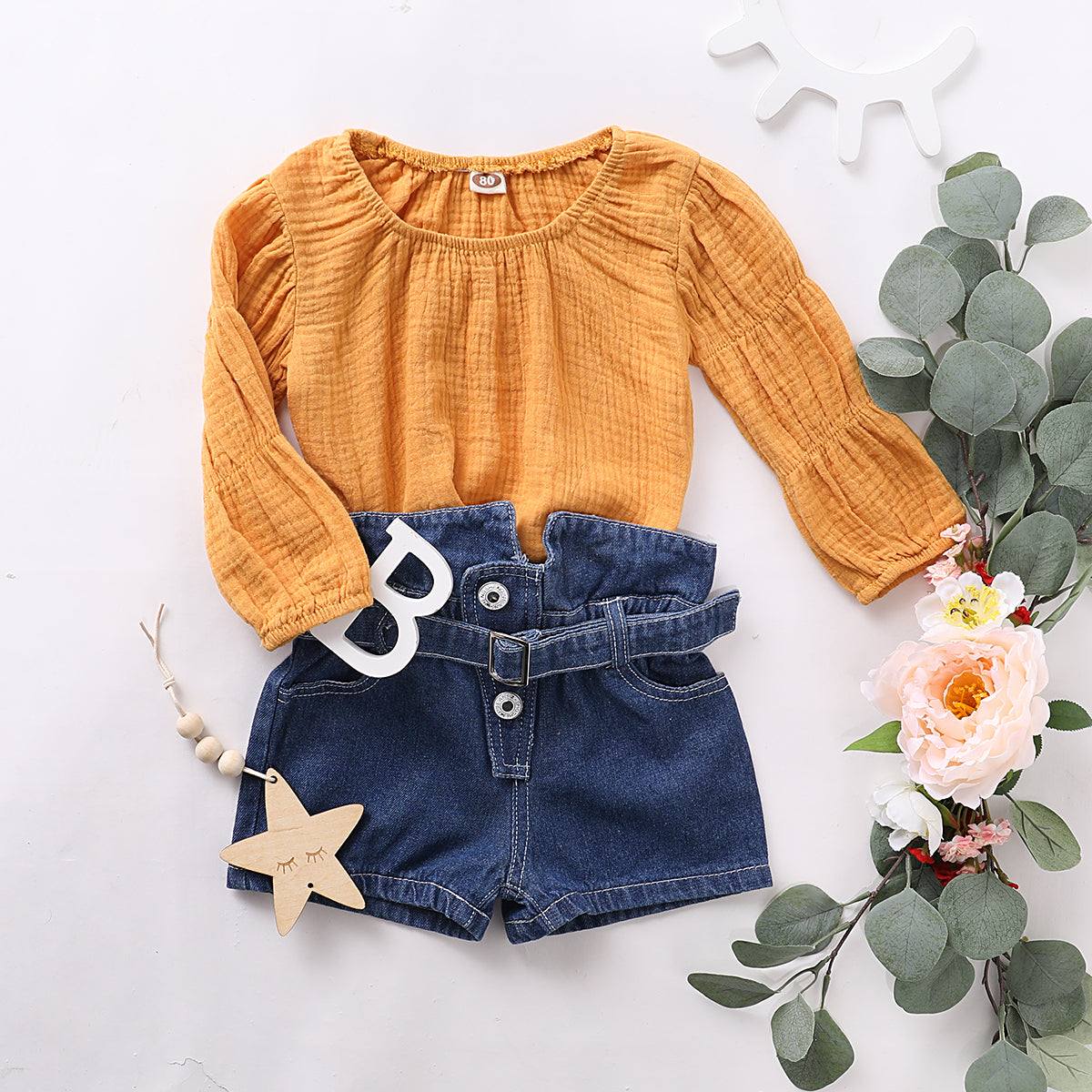 Baby Pure Cotton & Linen Denim Suit