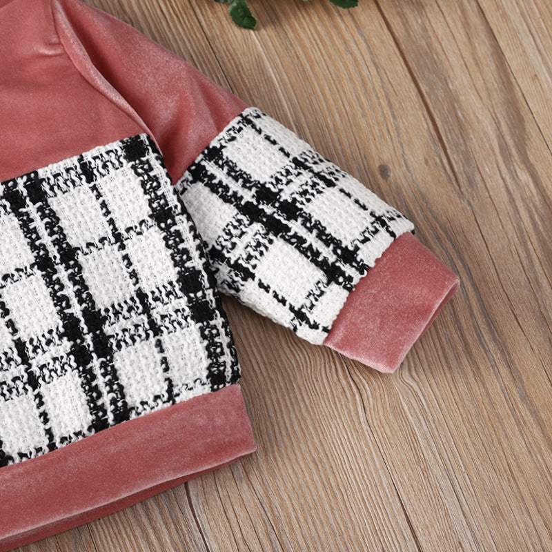 Plaid Print Baby Girl Suit Skirt Set