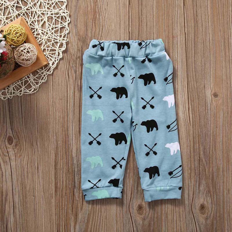 Little Man Fashion Letters Polar Bear Print Pants Set