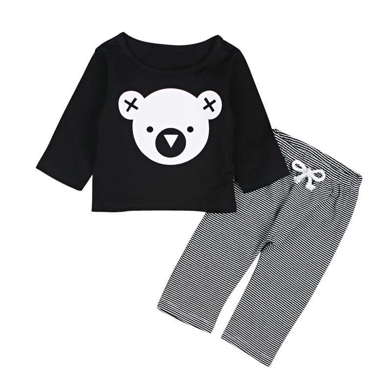 Koala Top Striped Pants Two Piece Set