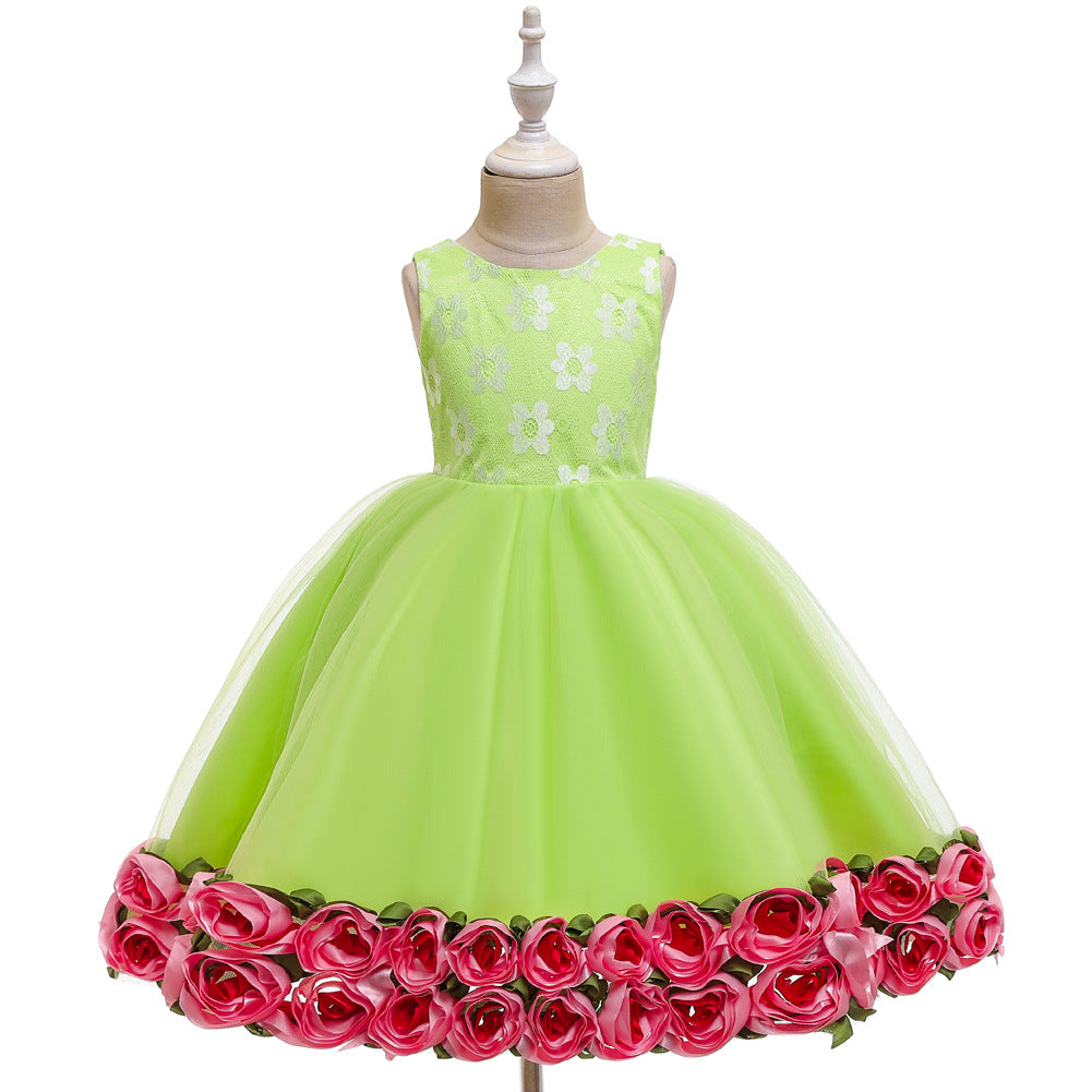 Girls Rose Bottom Mesh Dress