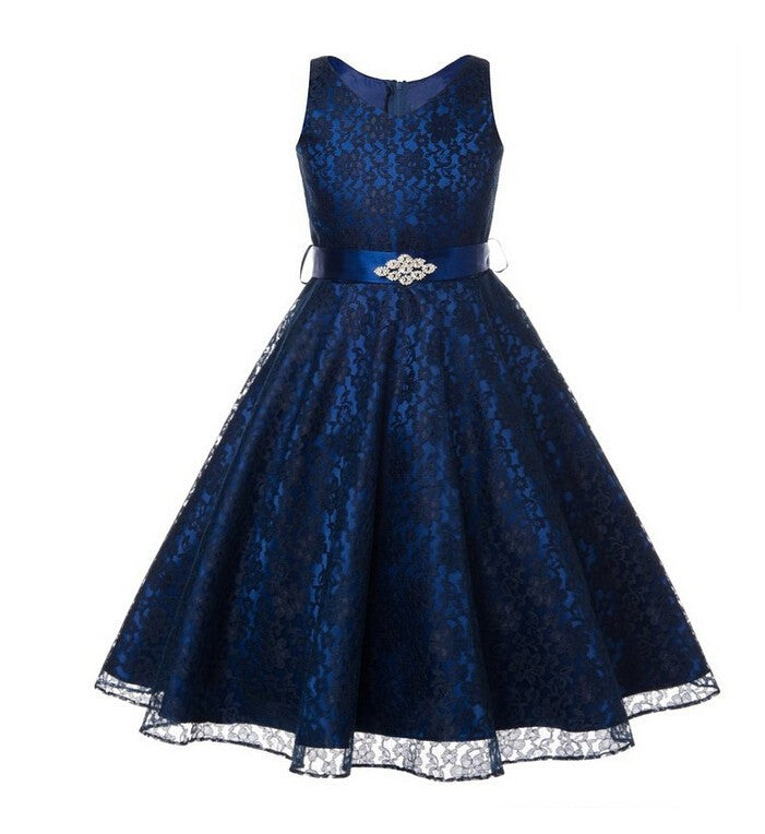 Girls Lace Solid color Dress