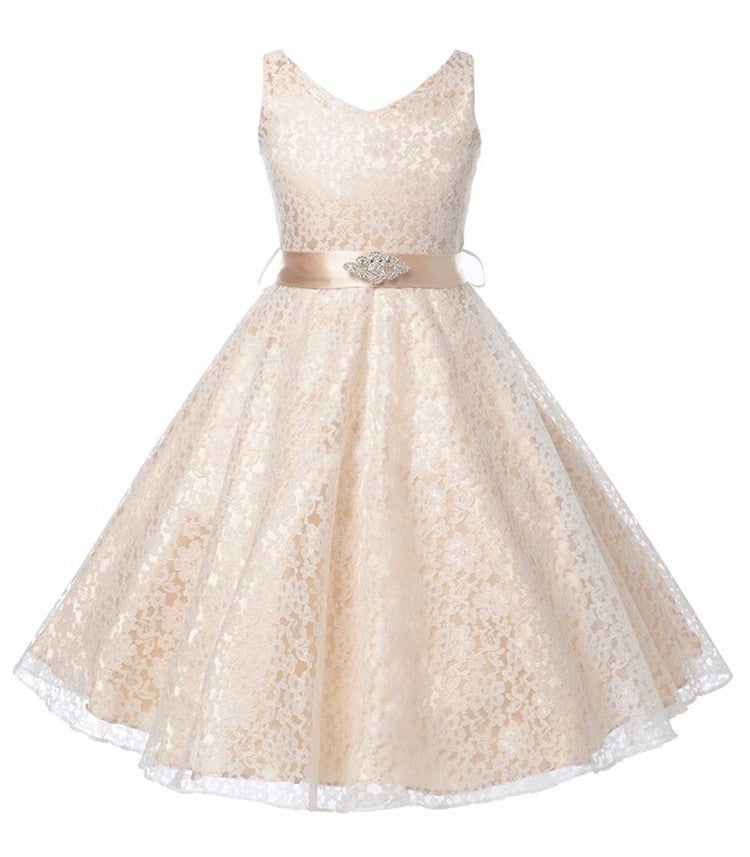 Girls Lace Solid color Dress
