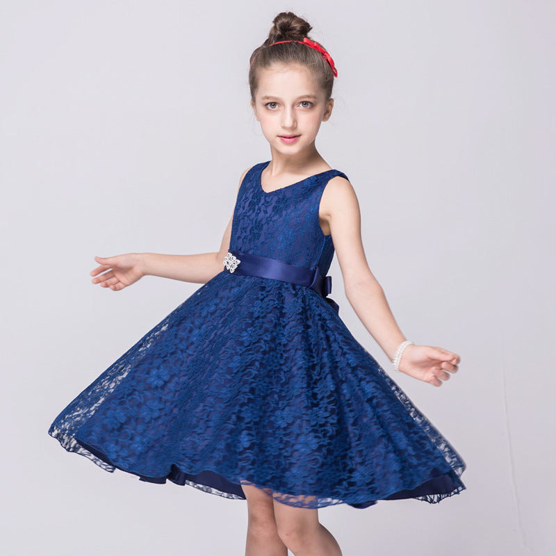Girls Lace Solid color Dress