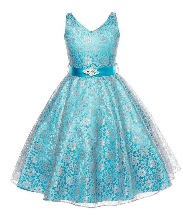 Girls Lace Solid color Dress