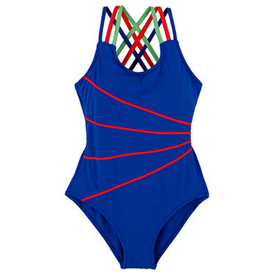 Children's Colorful strap One piece swimsuit