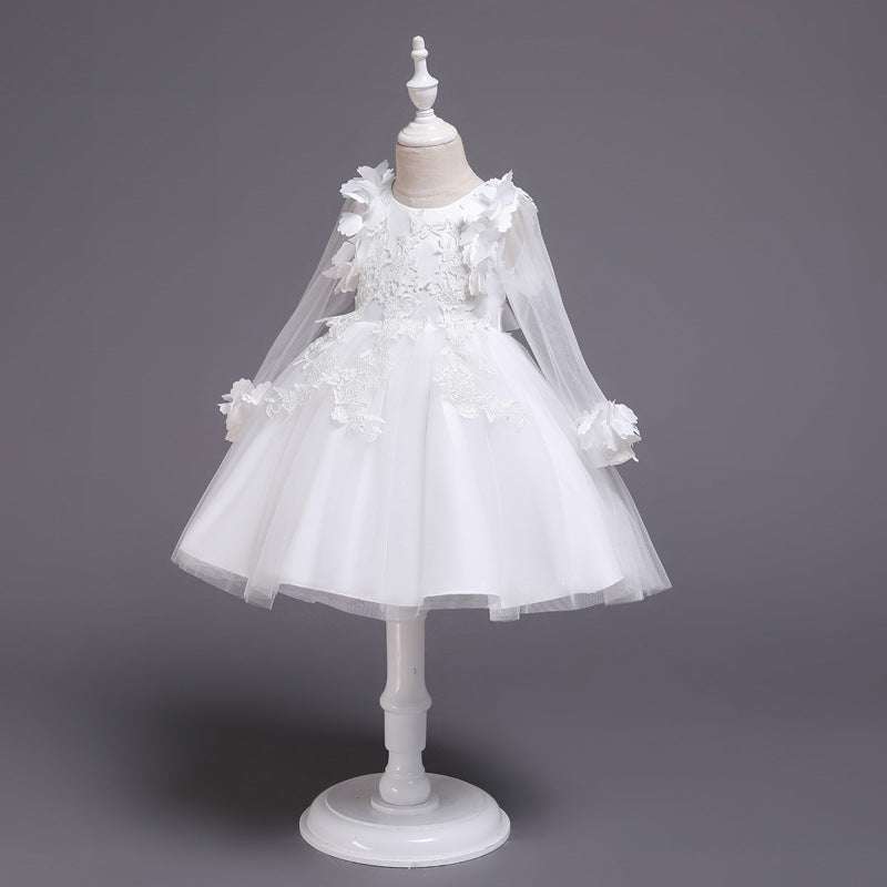 Girls Formal Knit Long Sleeved Tutu Ball Dress