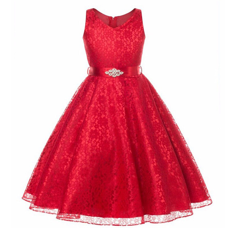 Girls Lace Solid color Dress