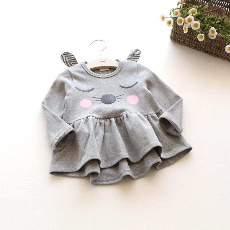 Spring and Autumn Toddler Girls Cat Dress