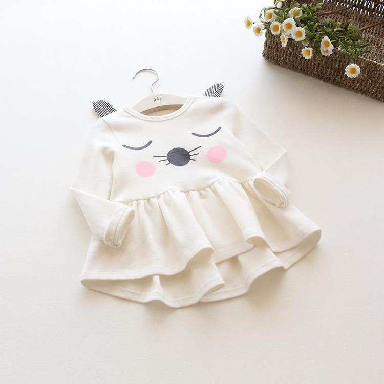 Spring and Autumn Toddler Girls Cat Dress
