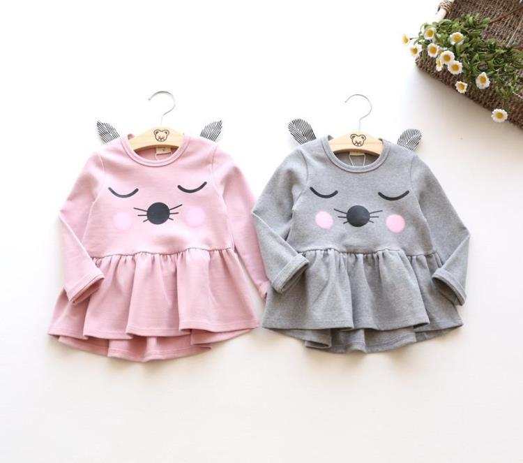 Spring and Autumn Toddler Girls Cat Dress