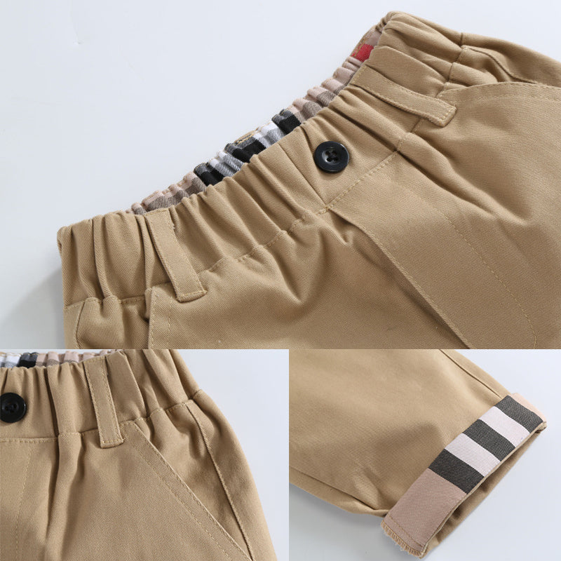 Boys casual cotton khaki trousers