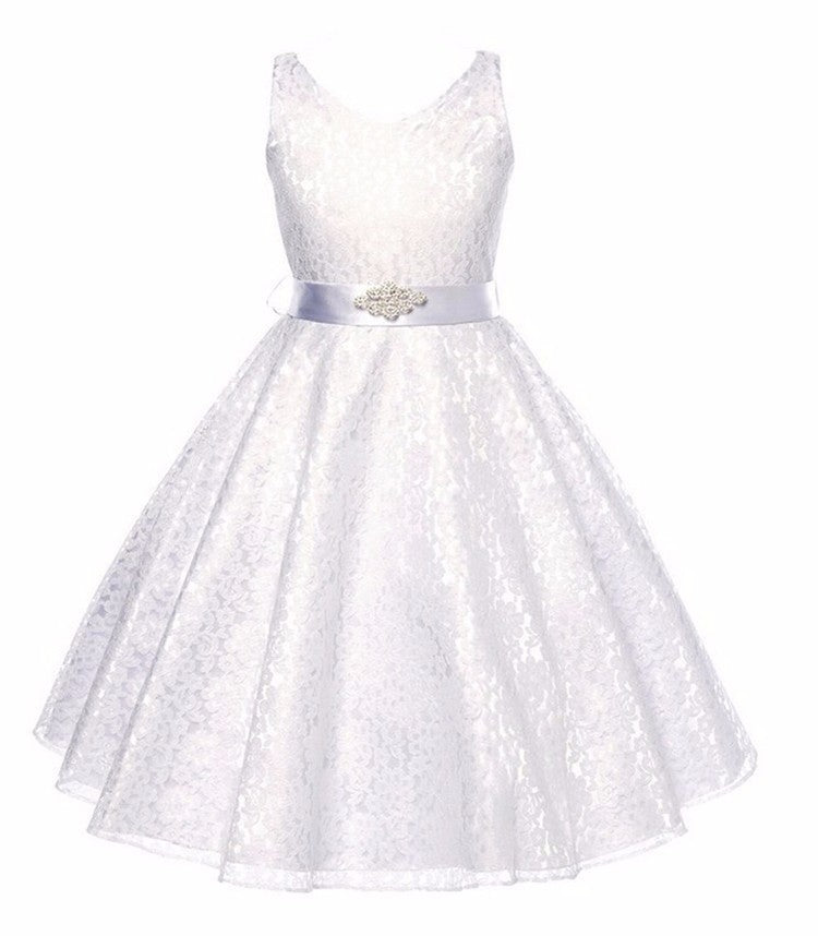 Girls Lace Solid color Dress
