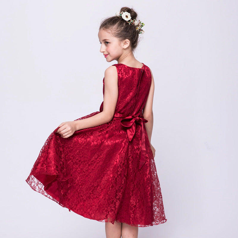 Girls Lace Solid color Dress