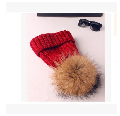Autumn and winter hair ball children's wool hat