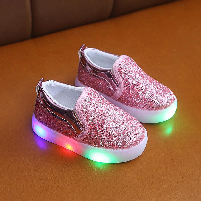 Kids Led Lighted Sneakers Sequin Shoes